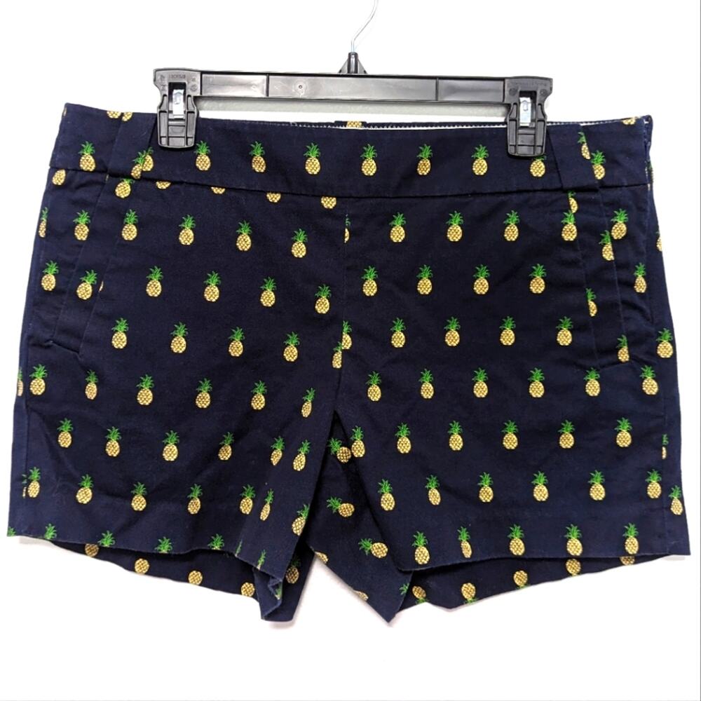 J Crew Navy Blue Pineapple Chino Stretch Shorts Size 12